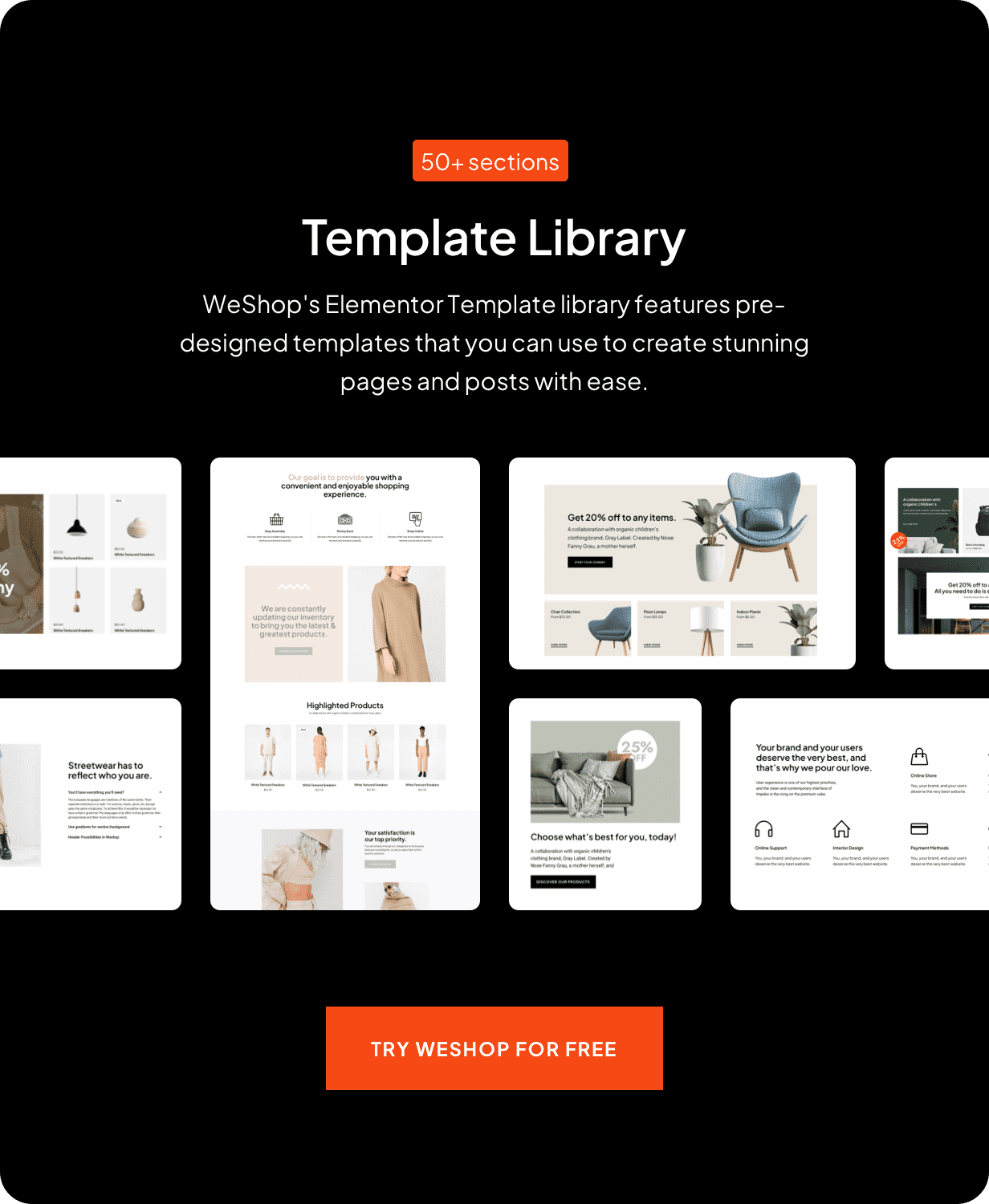 WeShop predefined Elementor sections